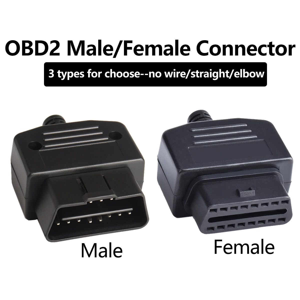 

16-контактный разъем OBD2, гнездовой адаптер для ECU OBD2, диагностический разъем OBD J1962M, локоть, прямой порт, автомобильные аксессуары