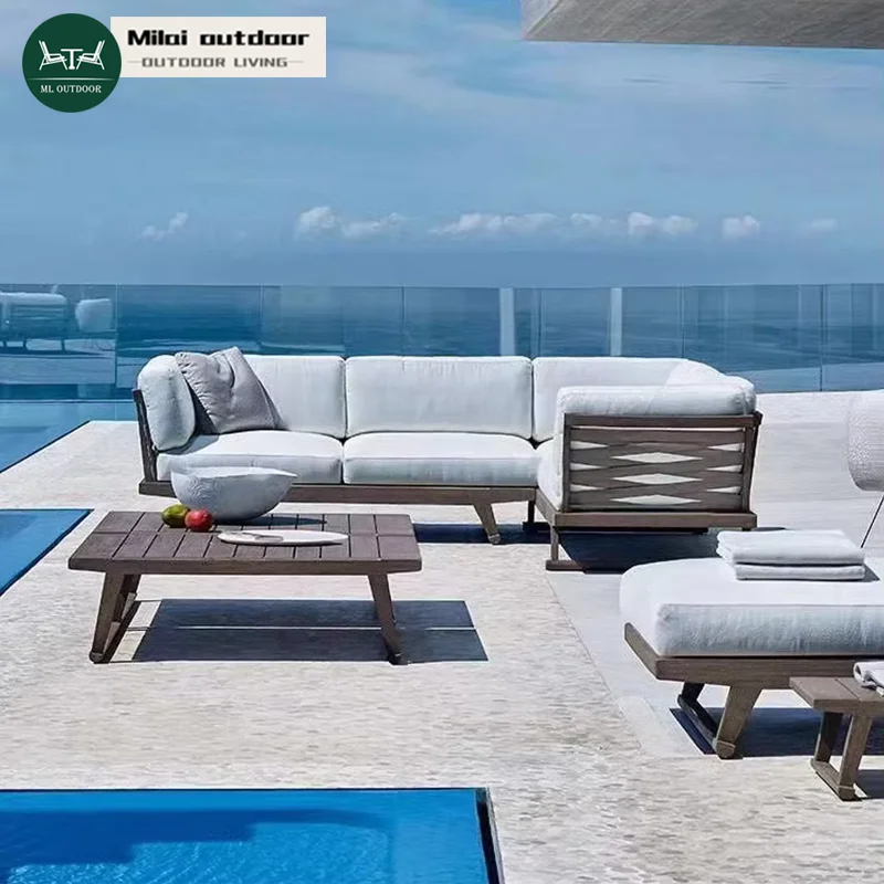 

Factory Hot Selling Outdoor Leisure Combination Sofa Hotel Garden Terrace Teak Seat Villa Courtyard Suite Furniture