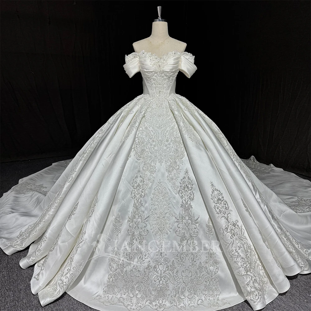

Exquisite Wedding Dresses Ball Gown Bridal Gowns Court Train Satin Off The Shoulder Robes Vestidos De Novia Customized 2025