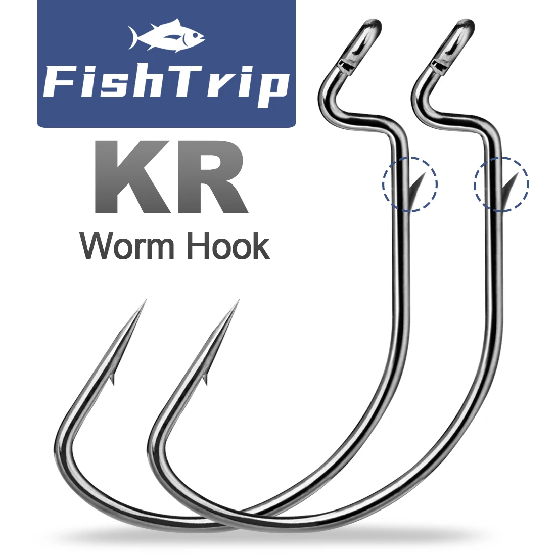 

FishTrip KR Worm Hooks Soft Plastic Hook Wide Gap Baitholder Fishing Hook Bass Hook Fishing Accessories