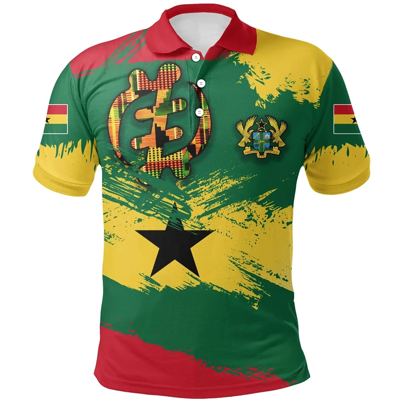 Summer New Tigre Tigrigna African Country Flag Men's Print Polo Shirt y2k Tops Casual Ghana National Oversizsed Male Tee Shirt