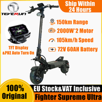 EU Stock Teverun Fighter Supreme Ultra Electric Scooter 72V 60Ah SK Battery Dual Motor 4000W Top Speed 105km/h PKE Kickscooter