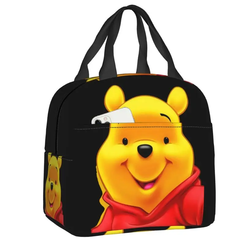 Winnie The Pooh Insulated Lunch Box for Women Cartoon Bear Reusable Warm Cooler Thermal Lunch Bag Picnic Container Tote Bags