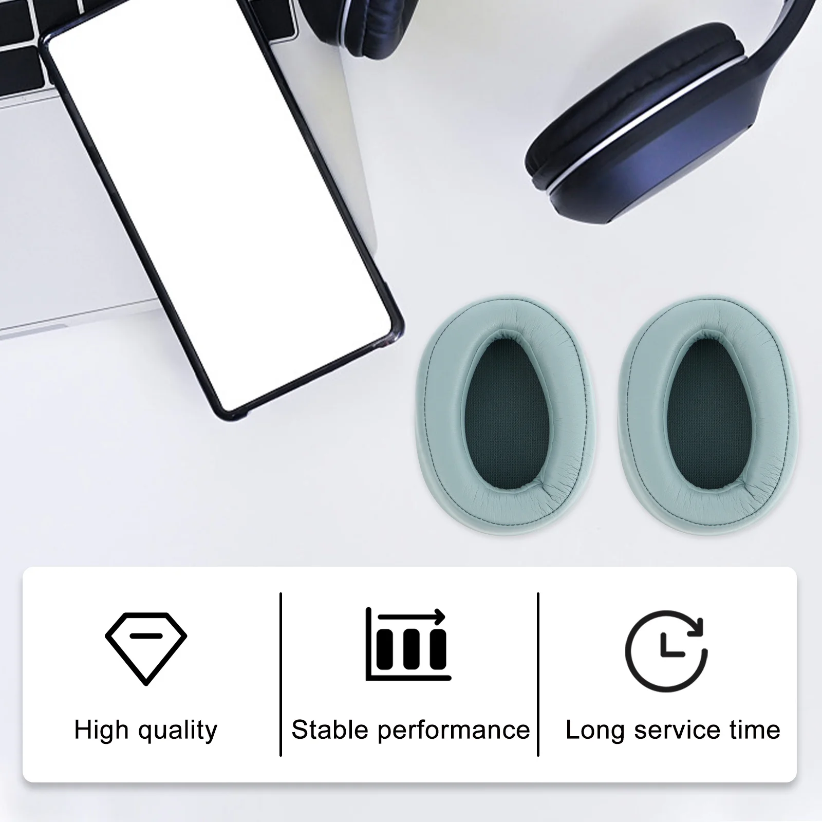 

1 Pair Headphone Ear Pads Skin-Friendly -Light Comfortable Breathable Long-Lasting Super Padding Noise Isolation Ear Bud