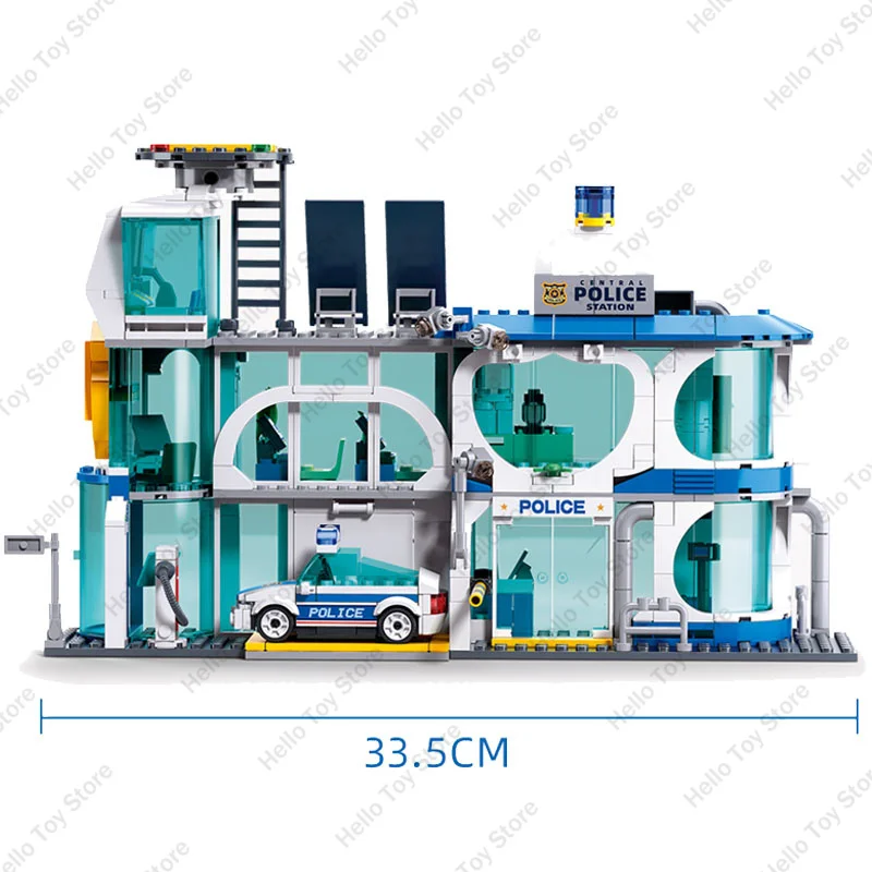 2024 Modern Police Station SWAT City Model Building Blocks Command Vehicle Policeman Figures Bricks DIY Toy For Kids Boys Gifts