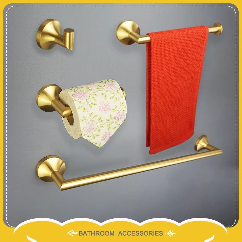 

Towel Bar for Bathroom Polished Brushed Gold Stainless Steel Black Bathroom Accessories Toilet Roll Paper Holder Towel Hooks