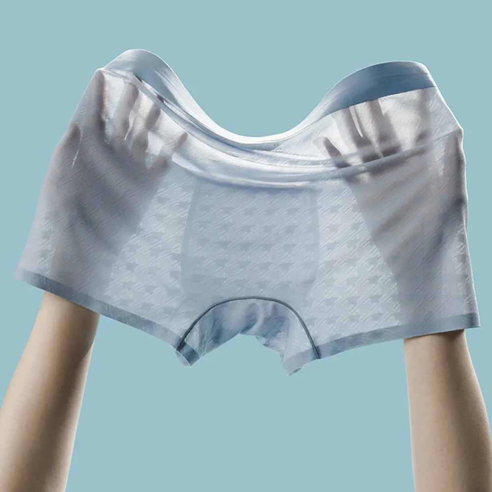 Men Ice Silk Seamless Trunks Jacquard Boxers Couple Life Underwear Breathe Bikini Mesh Panties Sexy Accessories Hot Underpants