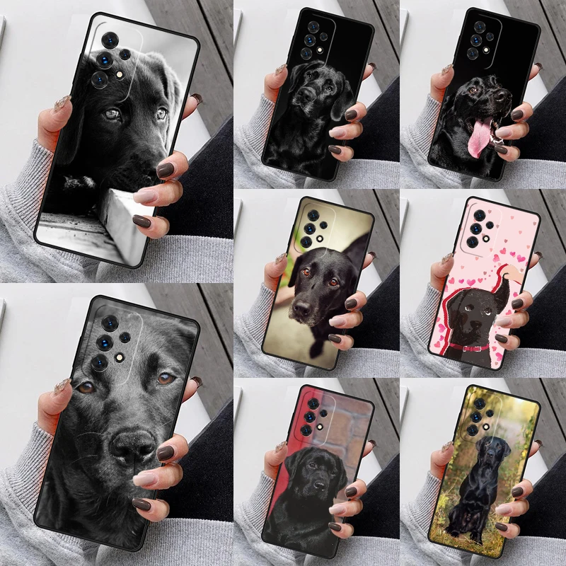 Black Labrador Dog Phone Case For Samsung Galaxy S23 S21 S20 FE S24 S22 Ultra Note20 S10 S9 S8 Plus A40 A52 A12 A13 A53