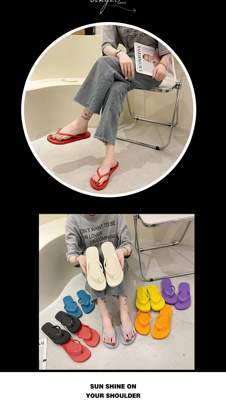 Women's Flats Flip Flops Non-Slip Summer New Casual Beach Women's Sandals Household Daily Fashion Comfortable Women's Slippers