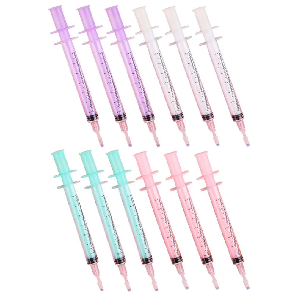 

12pcs Syringe Neutral Pen Colorful Cute School Supplies Gel Small Water Office Writing Tool Students Nurses Daily Use Sign