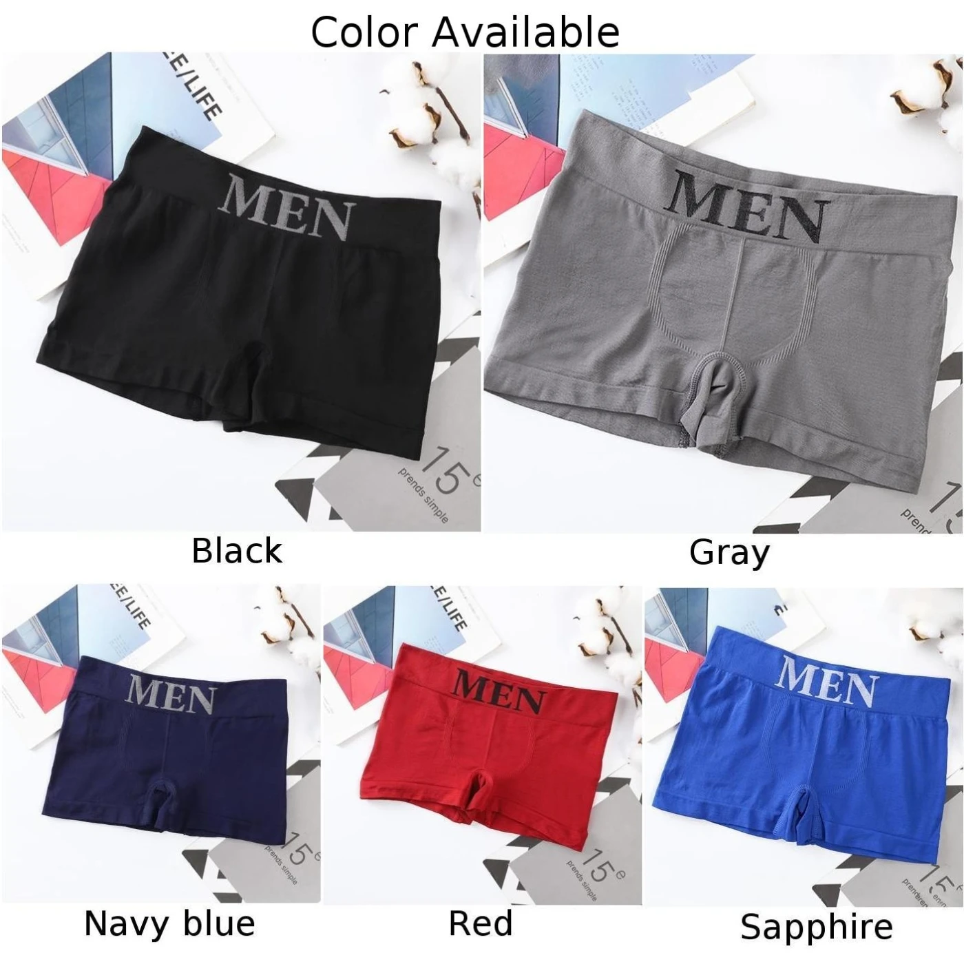 Pantalones cortos de cintura media para hombre, ropa interior Sexy sin costuras, elásticos, planos de talla grande, bañadores transpirables