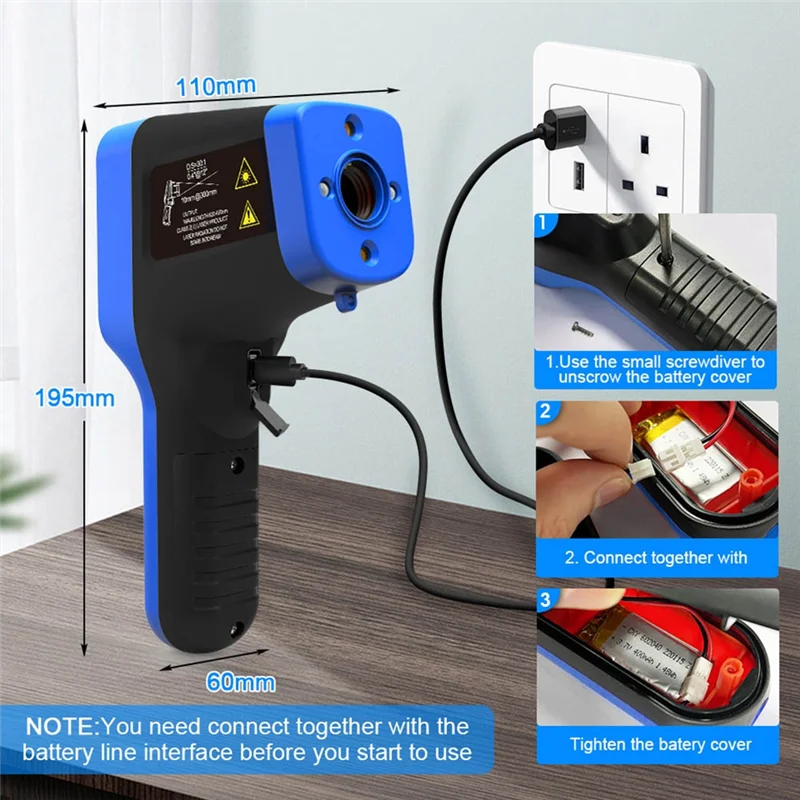 

A05G-Инфракрасный термометр-58 ° Ф-2912 ° Ф(-50 ° C - 1600 ° C) Ручной бесконтактный ИК-термометр для промышленного плавкого металла HVAC