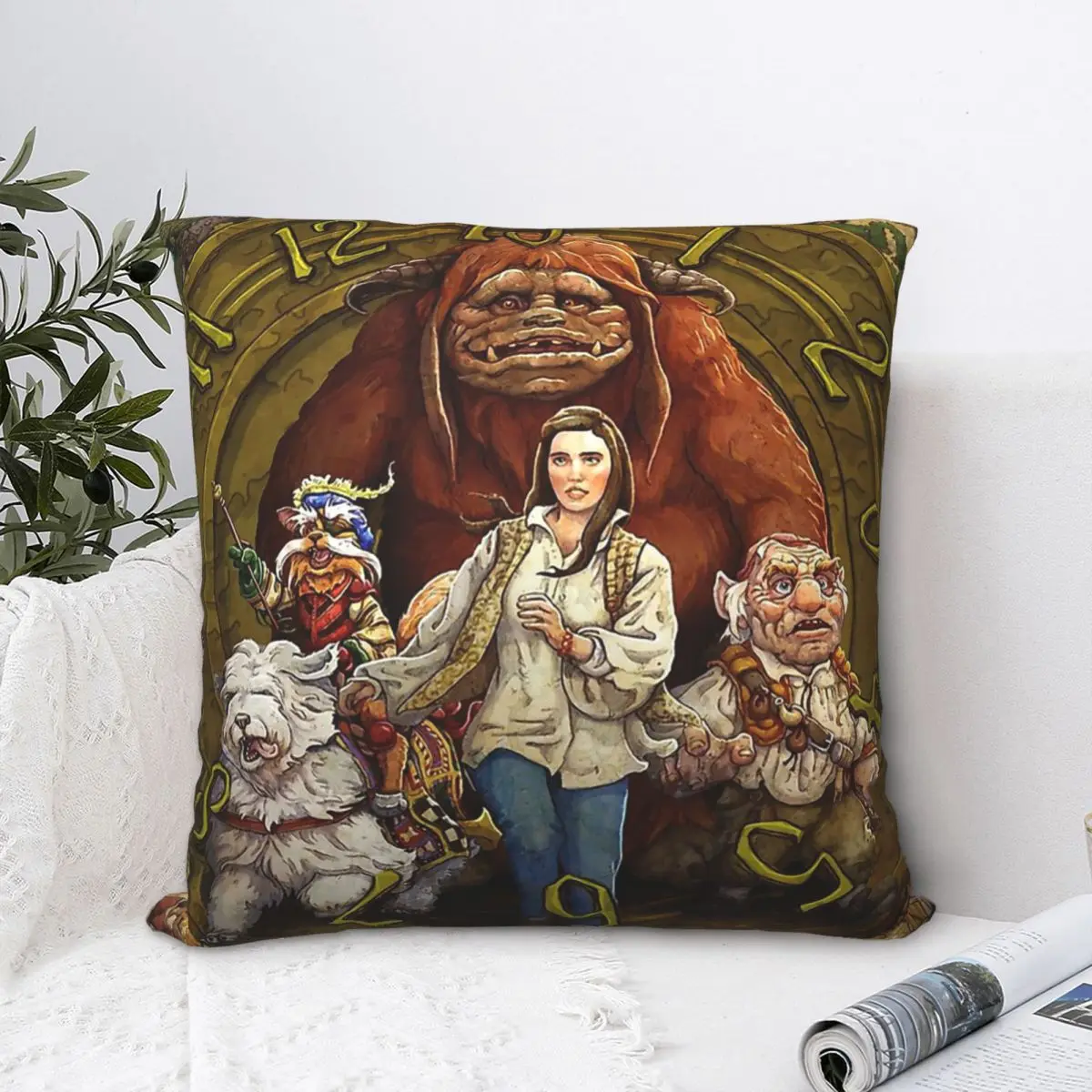 

Clock Throw Pillow Case Labyrinth Jareth Film Cushion For Home Sofa Chair Decorative Hug Pillowcase