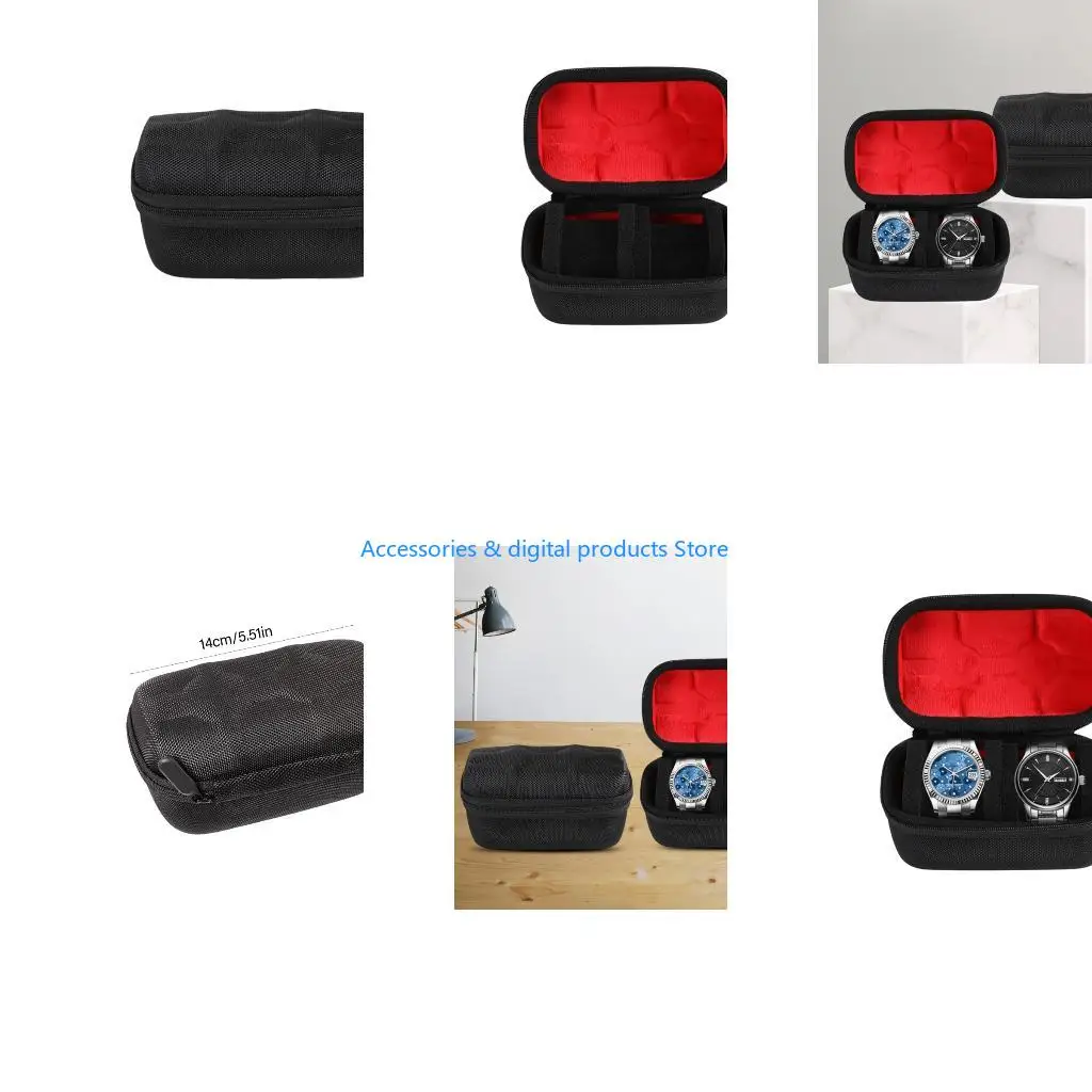 77JD Multifunction 2 Slot Watch Storage Box Holder Case, Travel Organizers With Soft Lining for Wristwear Small Items Jewelry