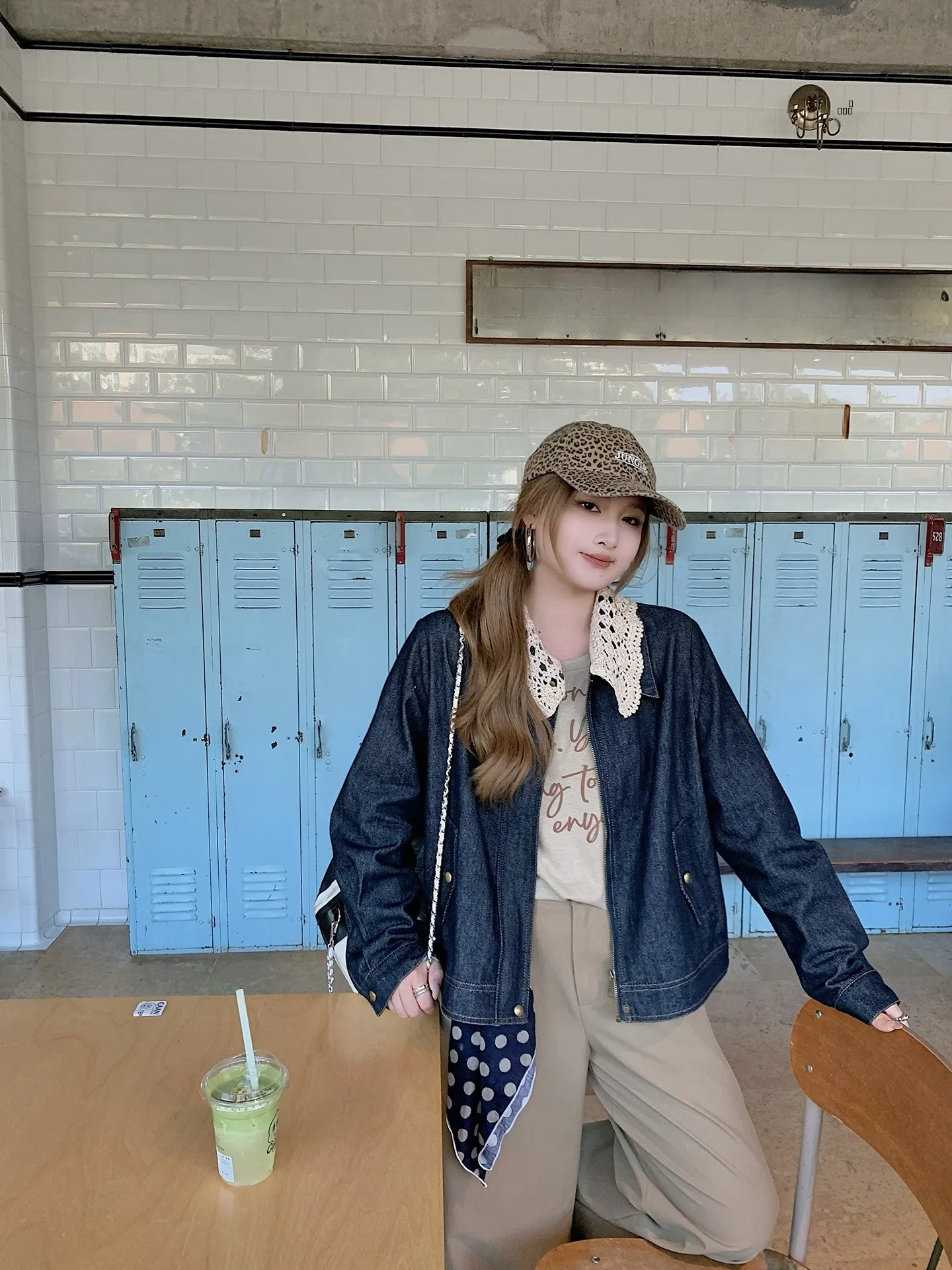 

Herwear plus Size Detachable Hook Ne ort Denim Jaet for Women Commute Sle Loose Fit Long Sve Zipper Pure Color