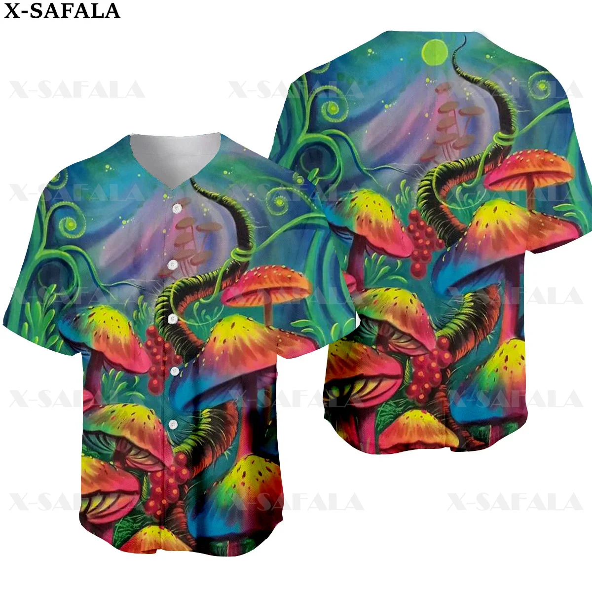 

Mushroom Hippie Psychedelic Colorful Trippy 3D Printed Baseball Jersey Summer Shirt Men's Tops Tee Oversized Streetwear-8