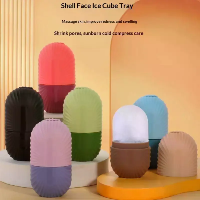 1Pcs Gift For Women Skin Care Freezer Reusable Shell Pattern Silicone Ice Mold For Face Facial Beauty Ice Roller Skin Care Tools