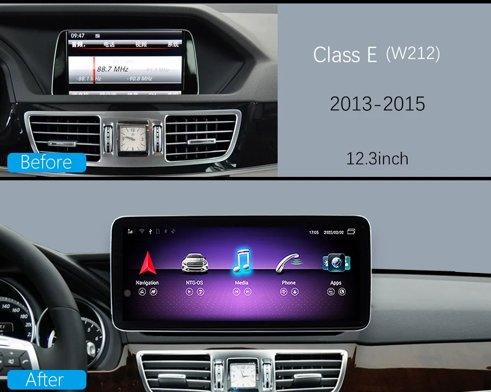 For Meceides-Benz Class E W212 2009-2015 Android 14 HD12.3inch Touch Screen Multimedia Player with Carplay Auto