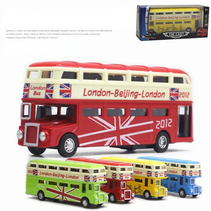 London double decker Bus Alloy Model Car Diecasts Metal Model Simulation Sound Light Collection Boys Toys Gift
