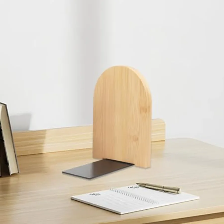 مساند كتب من الخيزران شديدة التحمل غير قابلة للانزلاق للأرفف وحامل كتب للكتب والأقراص المضغوطة والأقراص المغلقة وتنظيم المكتب زوج واحد متوسط