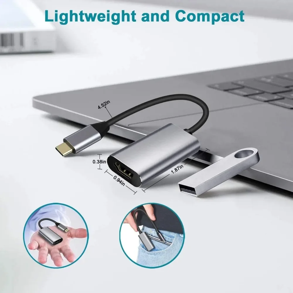 4K 60Hz Type C To HDMI-Compatible Adapter USB C 3.1 Male To HD Female HDTV Cable Converter For Projector TV PC Huawei Samsung