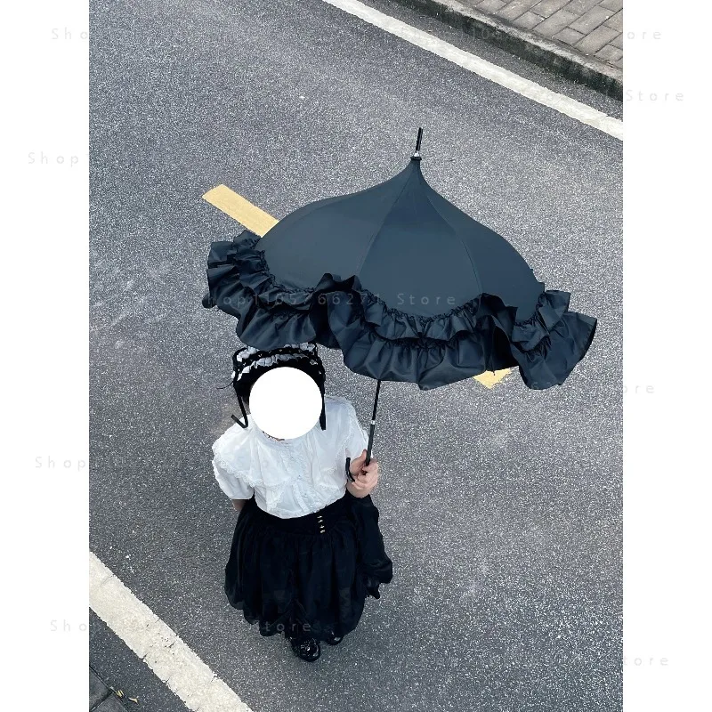 French Pagoda Lace Sun Umbrella, UV Protection, Elegant Floral Design for Wedding Photography & Daily Use