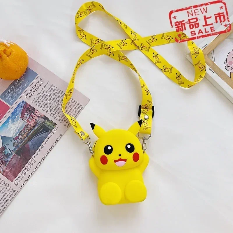 Bonito pokemon pikachu moedas bolsas moda dos desenhos animados crianças bolsa de ombro silicone crossbody bolsa moeda presentes do feriado