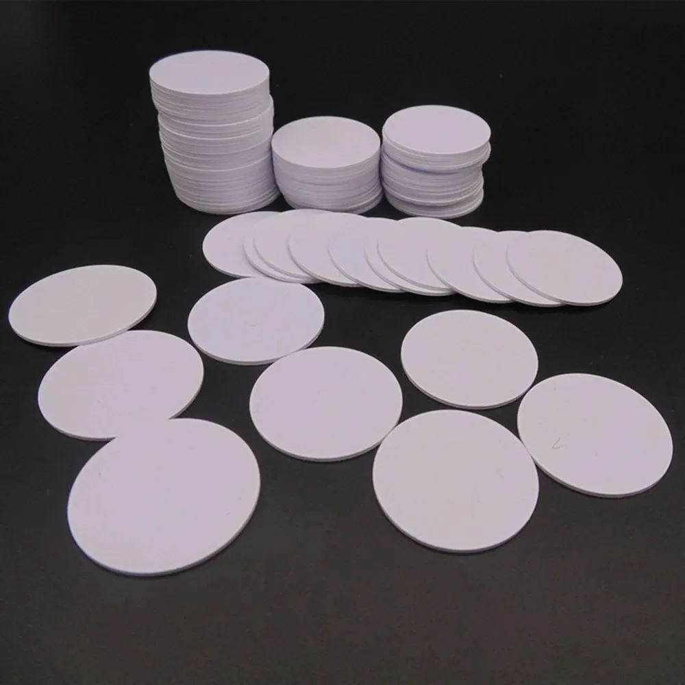 10 20Pcs/Lot 125Khz TK4100 EM4100 RFID Coin ID Card With Adhensive Sticker Read Only Diameter 25mm for Access Control