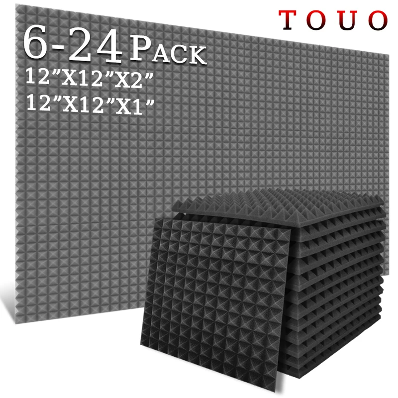 

TOUO Acoustic Foam 6/12/24 Pcs Sound Proof Studio Sound-Absorbing Material Soundproof Wall Panels Drum Room Acoustic Treatment