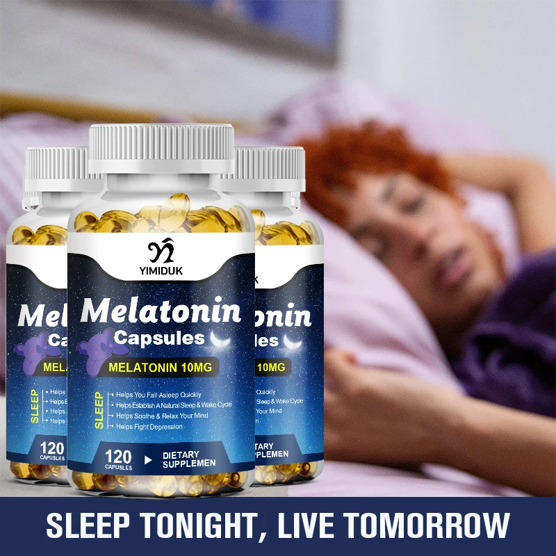 10Mg Melatonin Capsules Improves Insomnia Aiding Fall Asleep Fast 60/120 Tablets