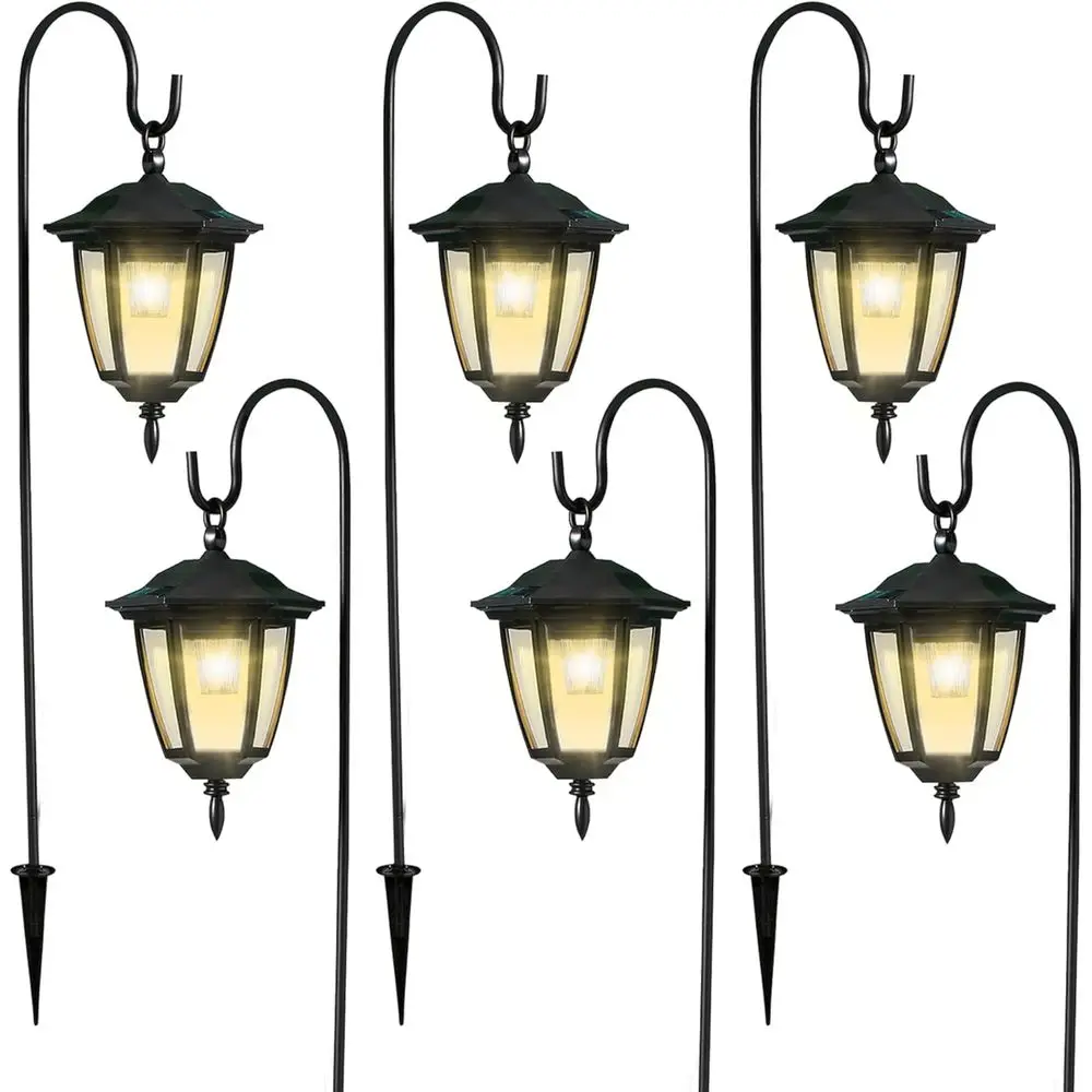 

6-Pack Outdoor Hanging Lights with 6 Shepherd Hooks, Weatherproof Garden Decorative Lanterns for Patio, Yard, and Driveway, Warm