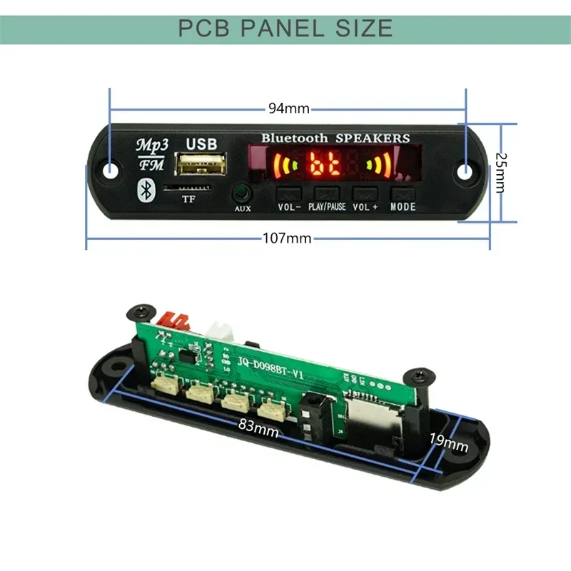 Nueva placa decodificadora de reproductor MP3 Bluetooth 5,0, Radio FM, TF, USB, módulo auxiliar de 3,5mm, receptor de música, Kit de coche, placa amplificadora de Audio