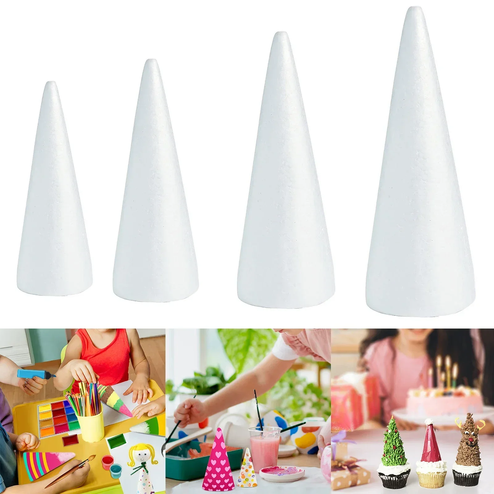 Sfera di schiuma cono bianco per artigianato pittura fai da te albero di Natale tavolo composizione floreale puntelli decorazione del desktop palla della festa nuziale