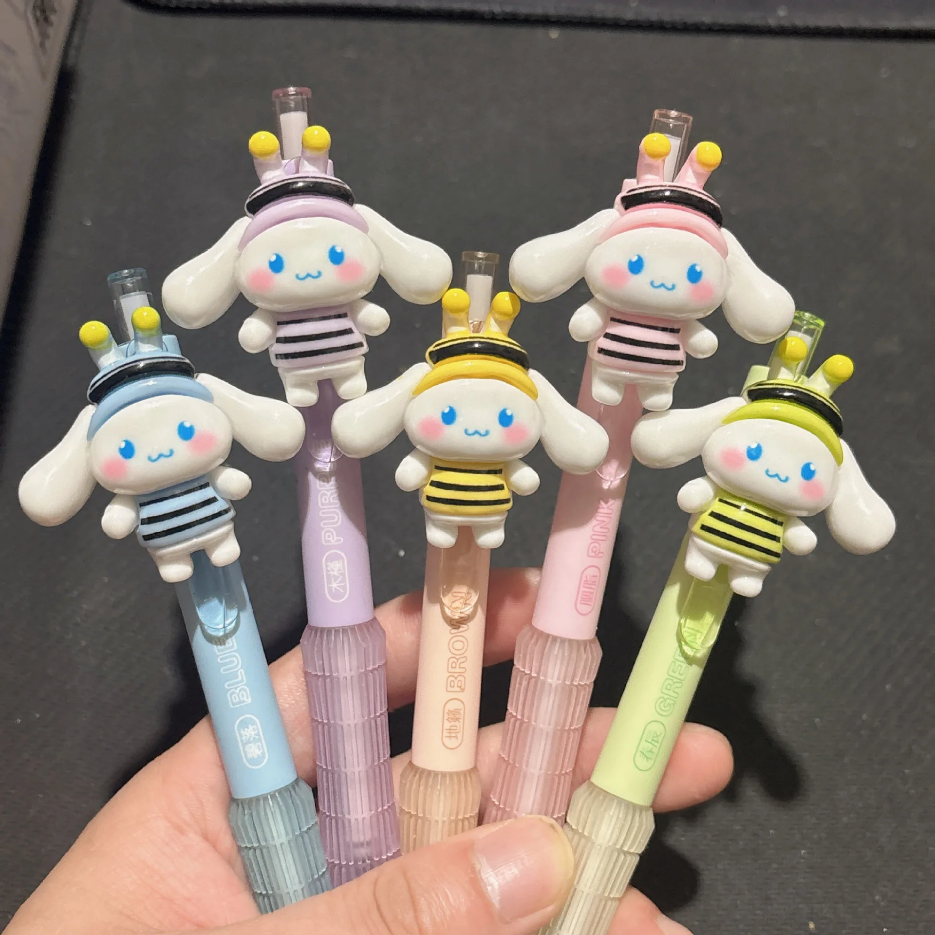 

5Pcs Cute Sanrio Cinnamoroll Neutral Pen Doll Pendant Pen Internet Red Korean Stationery Girl Heart Girl Gift