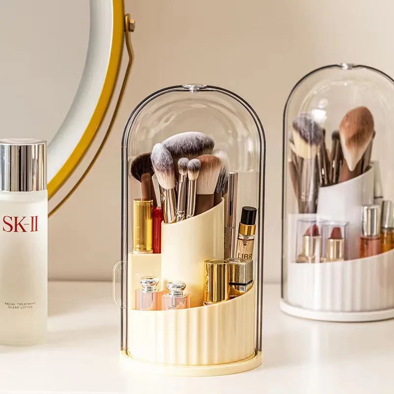 Makeup Storage Box Dustproof Rotating Large Capacity Makeup Brush Storage Cylinder Dressing Table Desktop Pen Holder