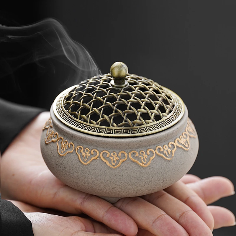 Hollowed-out Tea Ceremony Incense Burner Household Indoor Ceramic Antique Zen Aromatherapy Stove Incense Holder
