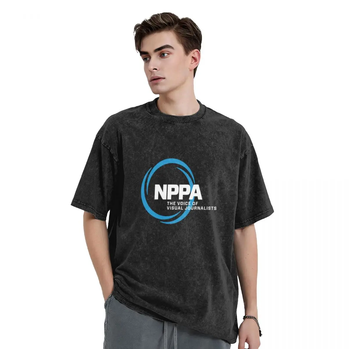 NEW NPPA SHUTTER SWIRL LOGO T-Shirt oversizeds anime stuff men t shirts high quality