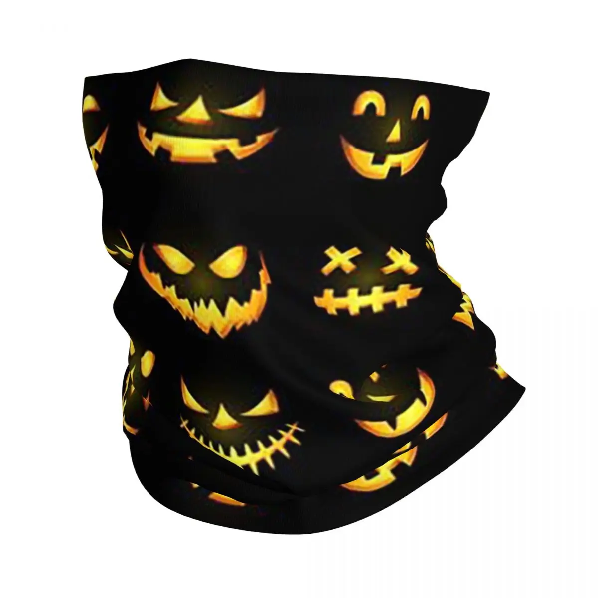 Ghost Pumpkin Halloween Bandana Neck Cover Printed Magic Scarf Multi-use Headband Hiking Fishing Unisex Adult All Season