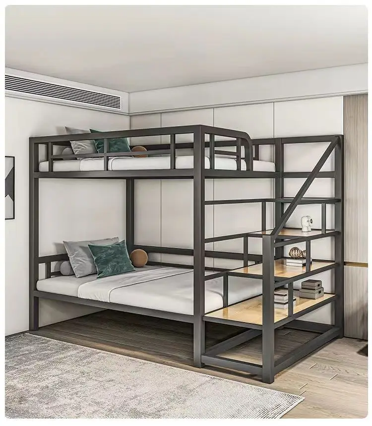 Loft Children\'s High and Low Bunk Beds Household Adult Iron Bed Upper and Lower Elevated Bed Small Apartment