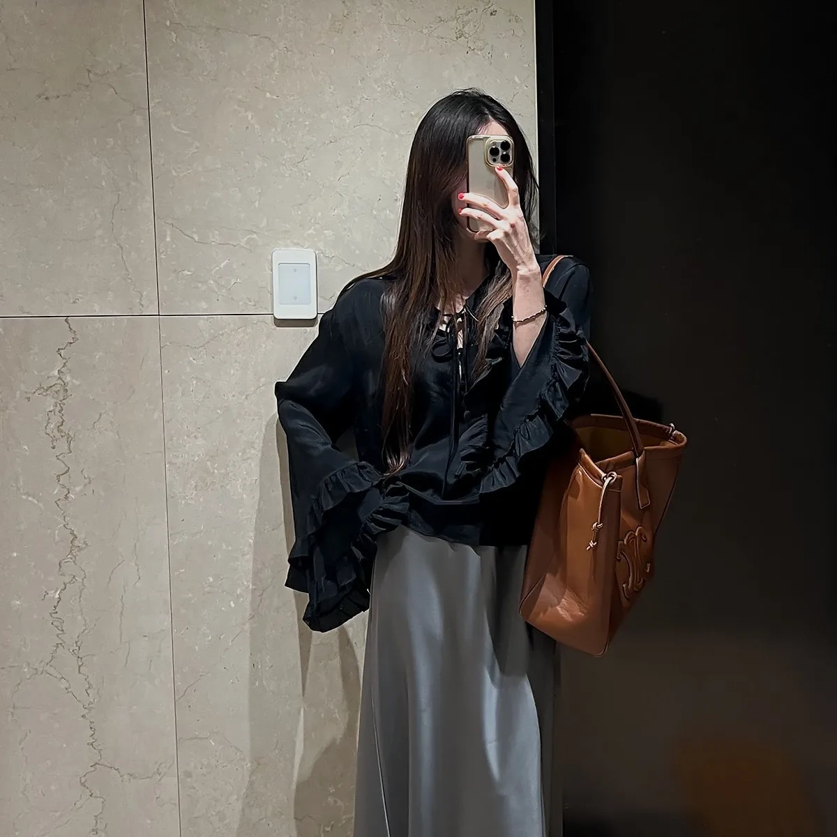 الرجعية لون نقي طويل Sve irt المرأة الجبهة الأزرق بنطلون ربيع الخريف الشتاء Dongda بوابة جديد Sle الكورية Faion