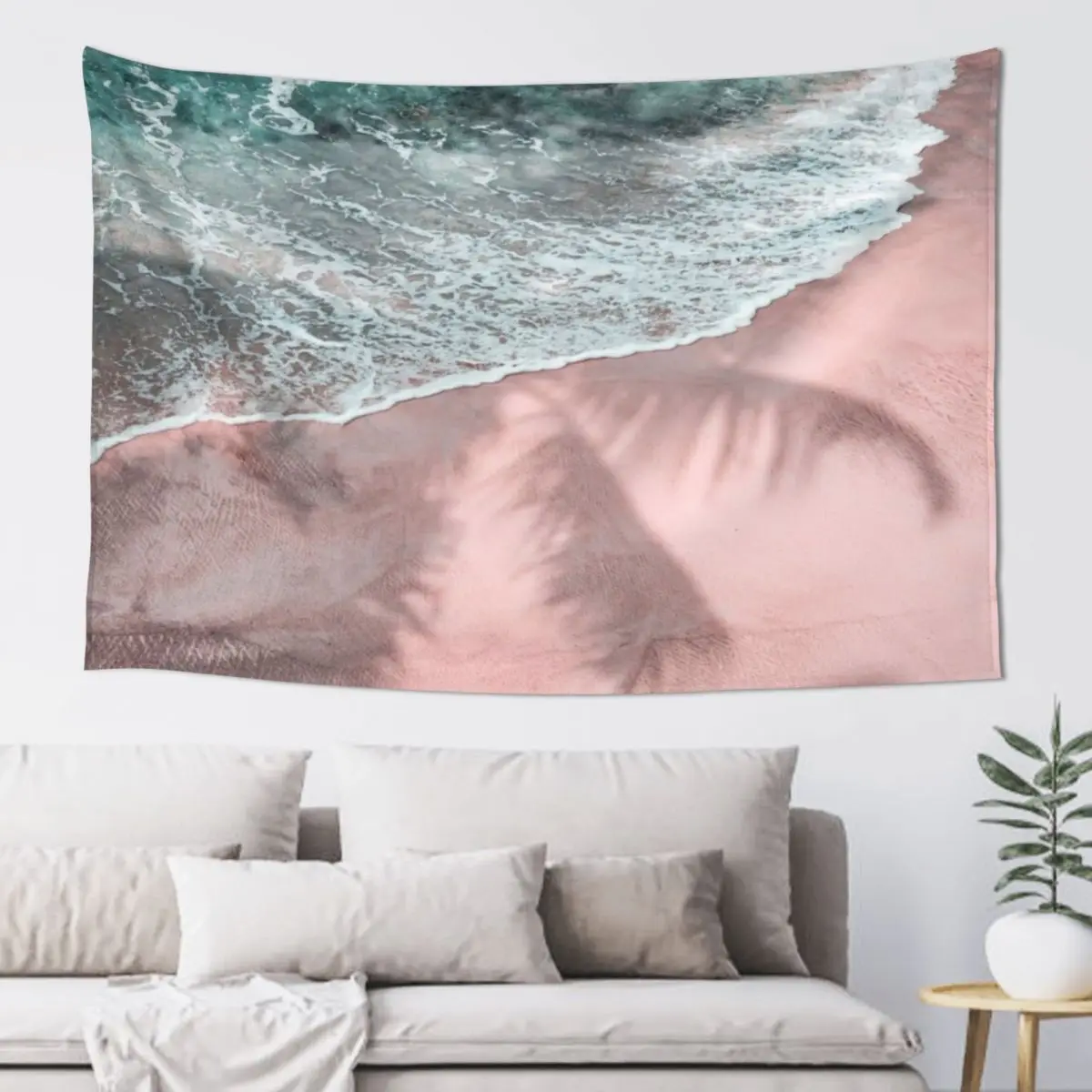 

Pink Paradise Seychelles Beach Tapestry Living Room Decoration Wall Decor Room Decor Tapestry