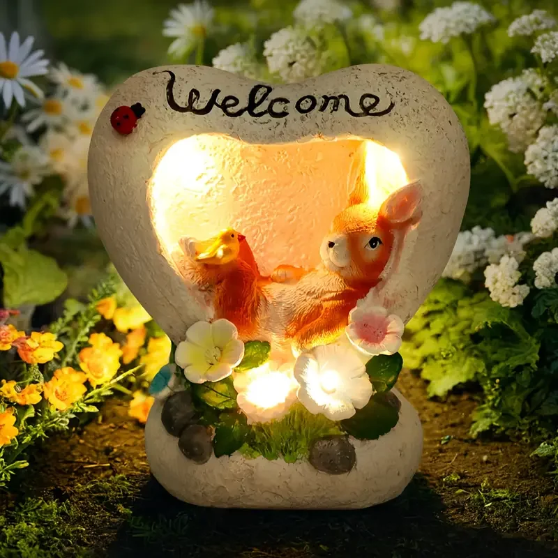 

3 шт., статуя кролика из смолы, украшение для сада и двора, электричество не требуется, игривый дизайн, скульптура ручной работы