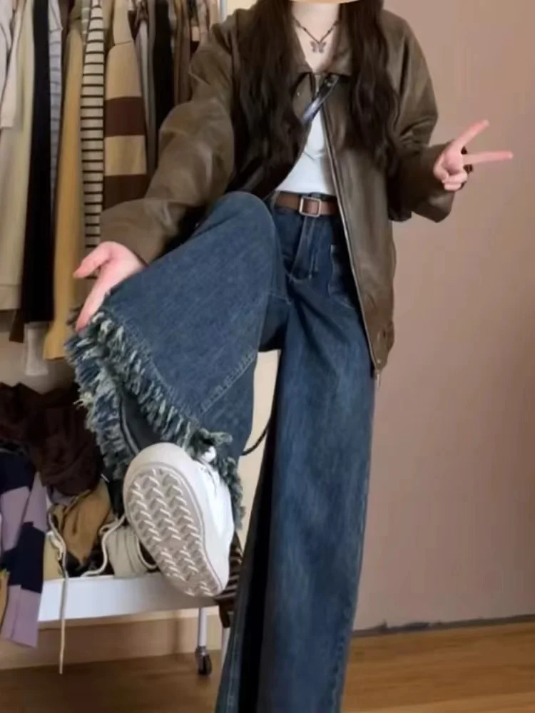 Pantalon à jambes larges pour femme, séchage rapide, coupe cintrée, urbain, Dopamine, cordon de serrage, ceintures, coureurs, fluide, épissé, rétro, été