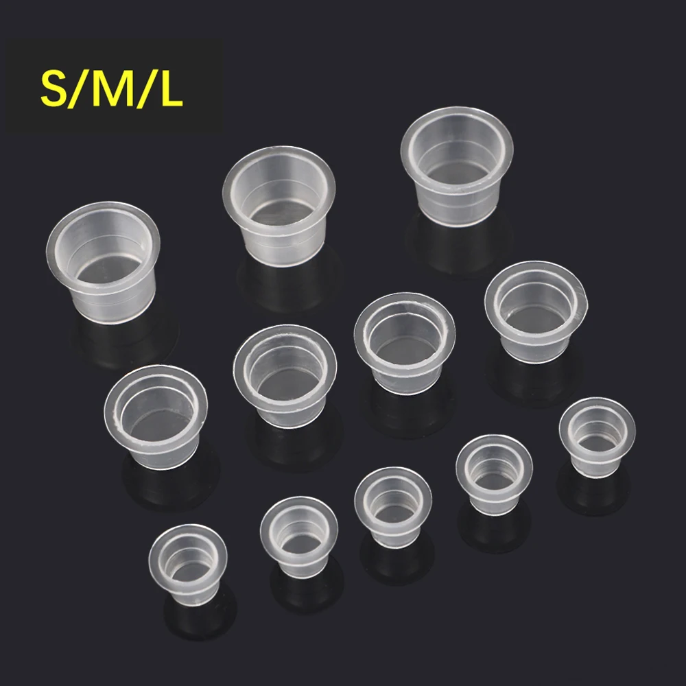 100pcs Tattoo Large Medium Small Ink Pigment Cup Ring transparent  Microblading Cap Lip Eyebrow PMU Bleaching Supplies Cream