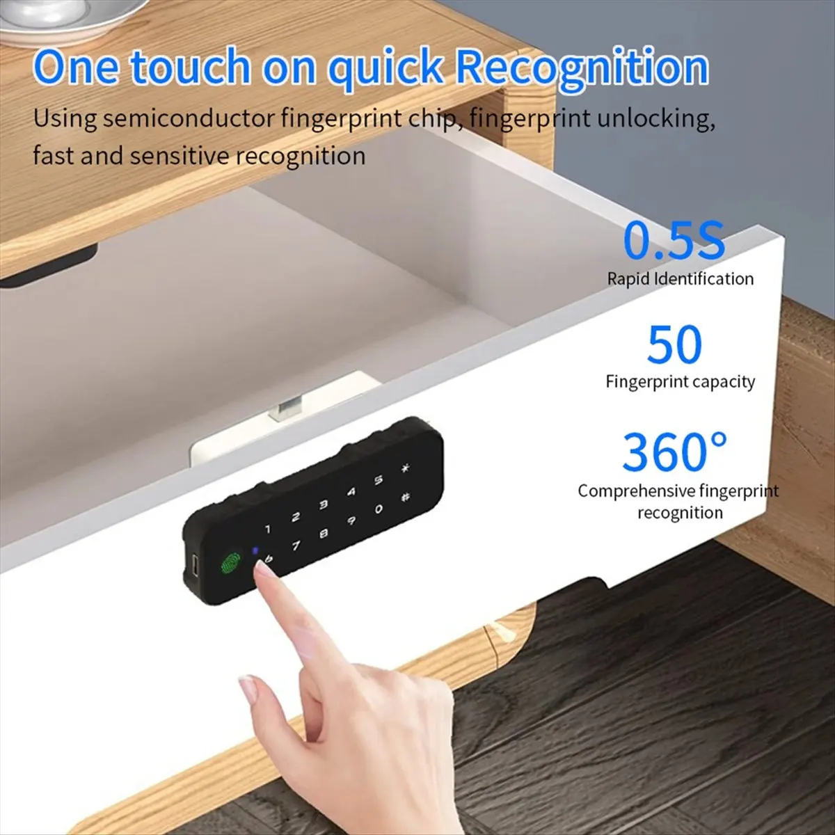 Tuya Bluetooth Smart Wood Cabinet Fingerprint Electronic Lock App Remote Control for Furniture Drawer Locker ES285 A