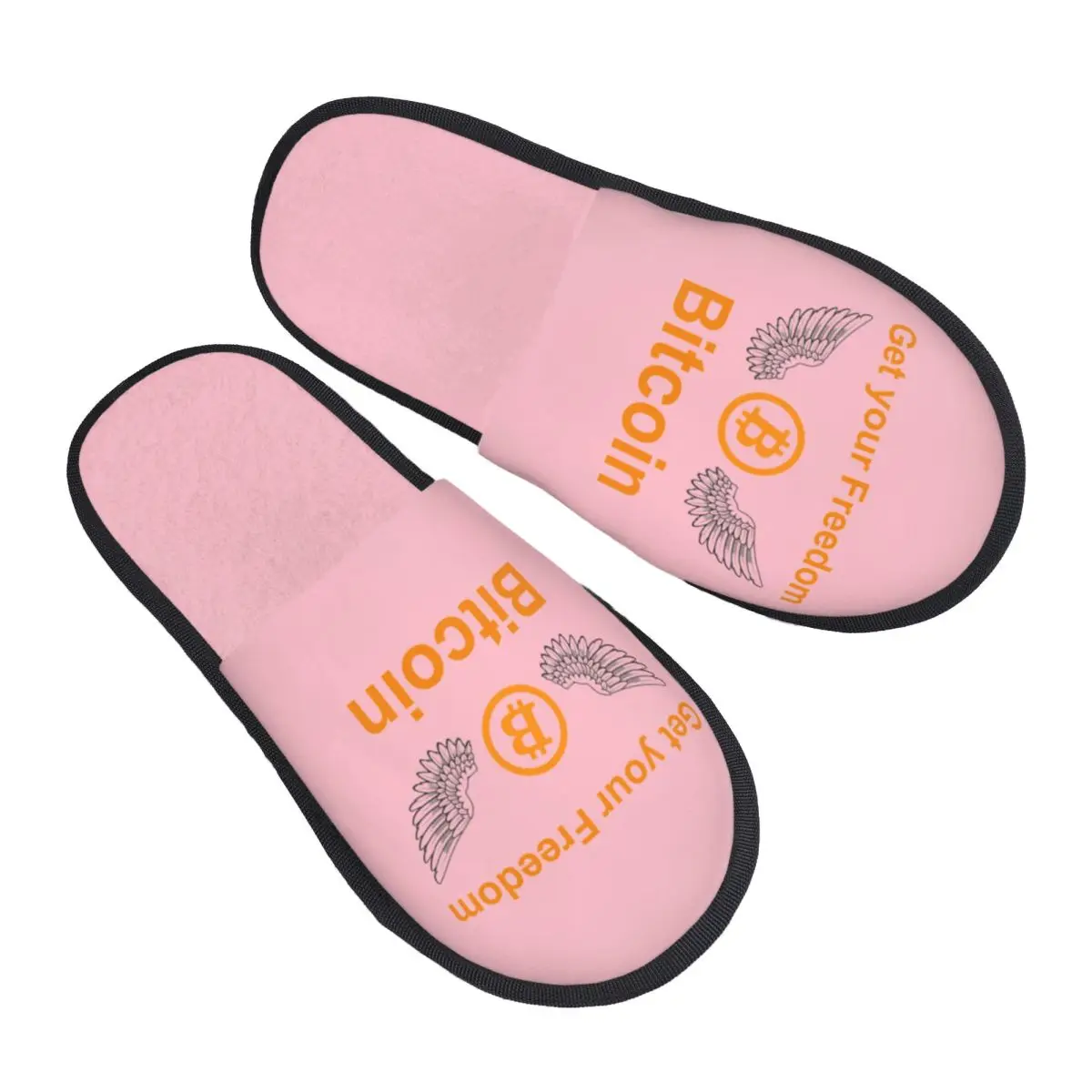 Custom Bitcoin Get Your Freedom House Slippers Women Cozy Memory Foam BTC Crypto Coins Slip On Spa Slipper Shoes