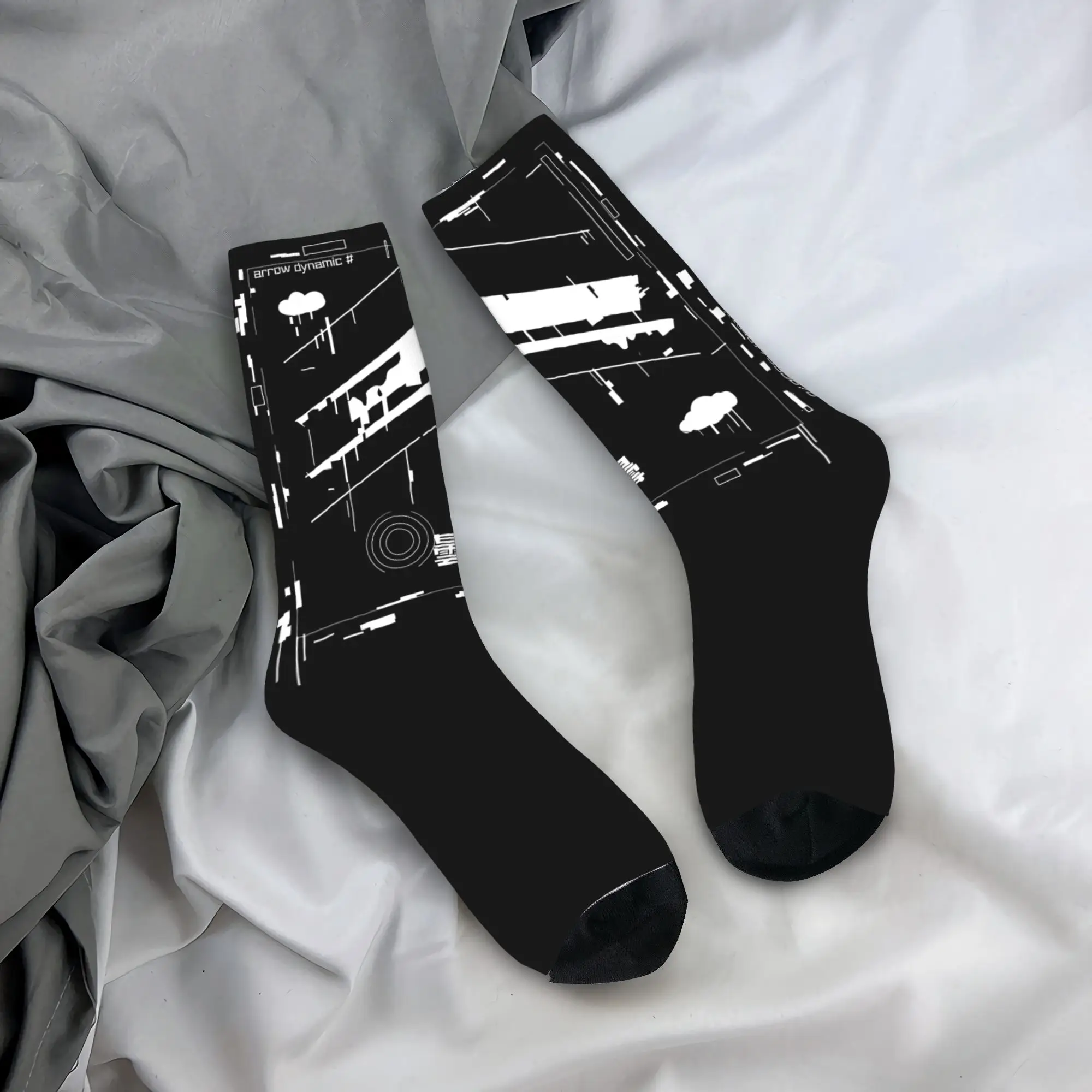 

Custom Infinite Intuition Techwear Dress Socks Men Women Warm Fashion Japanese Future Tech Street Wear Style Crew Socks