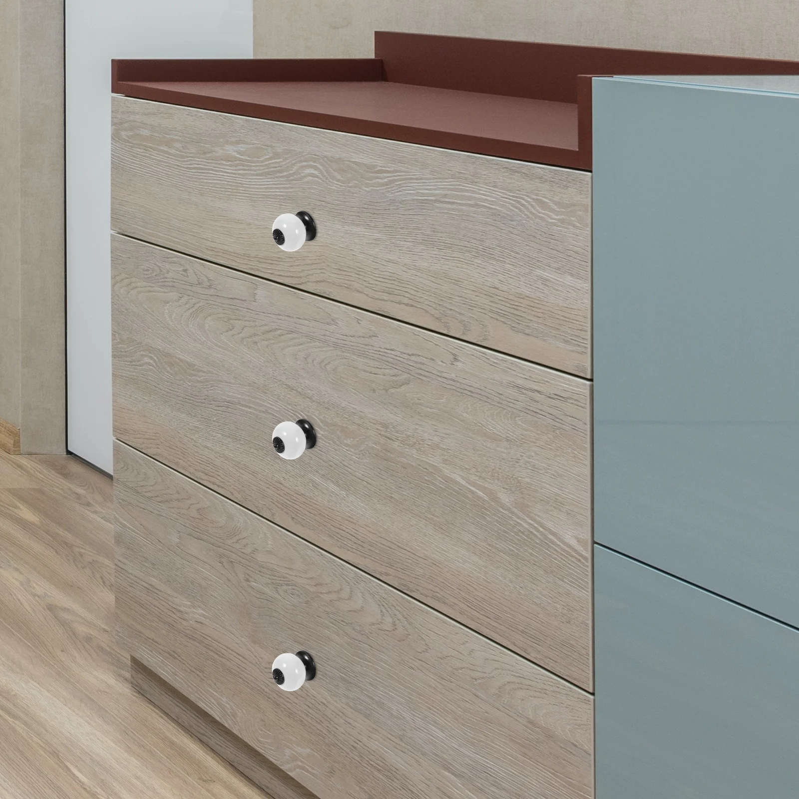 

5pcs Round Ceramic Door Knobs Pull Handles Orange 38X38Mm Easy Install For Cabinet Drawer Wardrobe Cupboard Chest