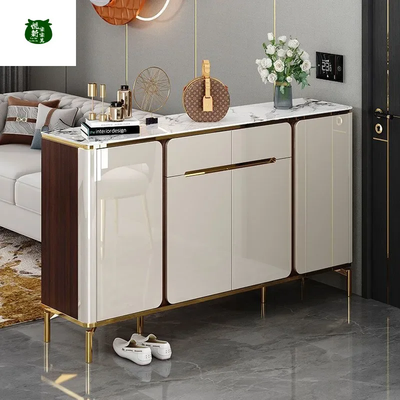 Light Luxury Rock Slab Partition Shoe Cabinet Large Capacity Storage Locker for Home Entrance Living Room Multi-functional