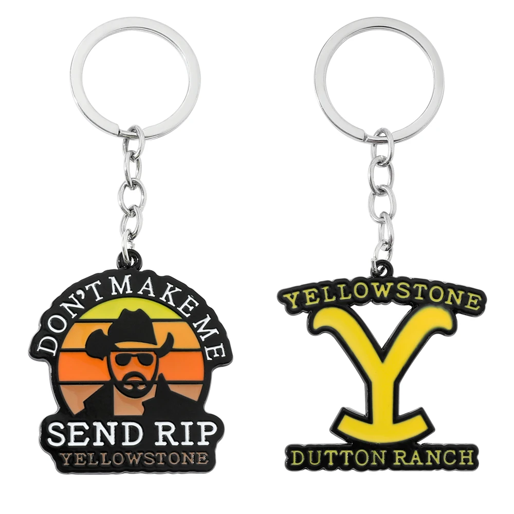 Yellowstone Dutton Ranch Metal Keychain US TV Series Icon Pin Badge Car Key Ornament Couple Jewelry